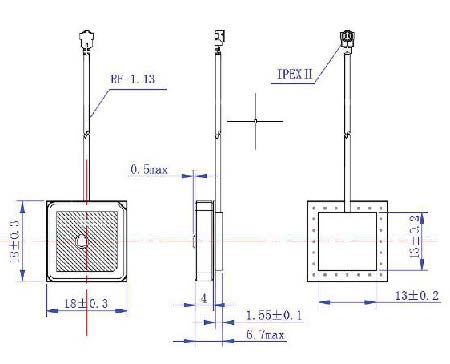 CRJKS0010 Embedded GPS Antenna Technical Drawing